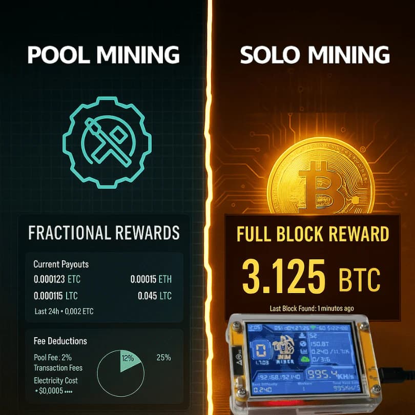 1. No Reward Splitting With Pools, You Get The Full 3.125 When You Solve a Block